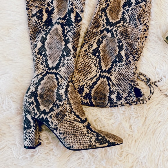 NWT Marc Fisher | Vany Snake Print over knee heel boots women’s 5 - Picture 9 of 9